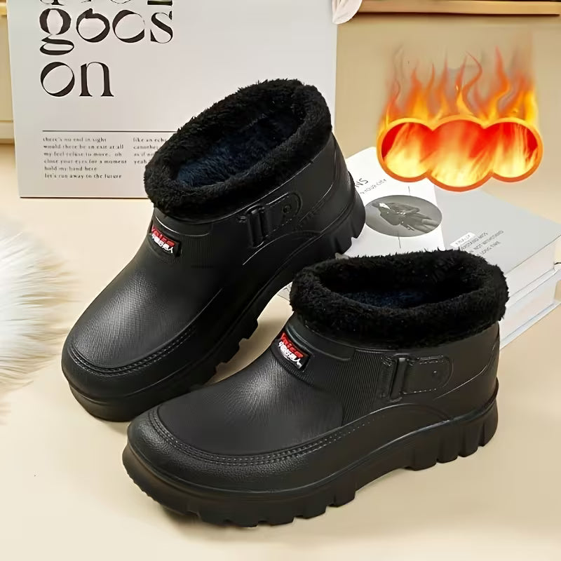 Men'S Winter Snow Boots with Slip-On Closure - Slip-Resistant Rubber Sole