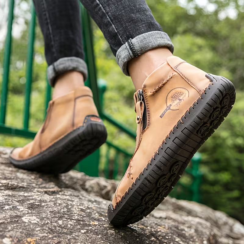 Men's Handmade PU Boots with Zipper