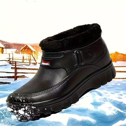 Men'S Winter Snow Boots with Slip-On Closure - Slip-Resistant Rubber Sole