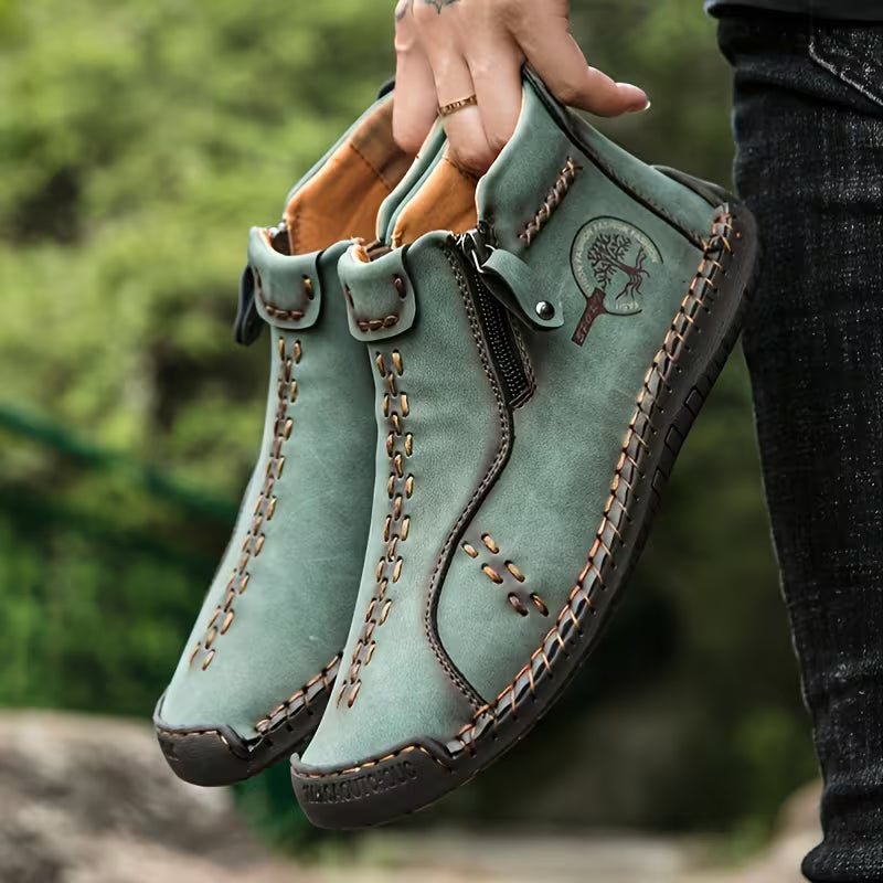 Men's Handmade PU Boots with Zipper
