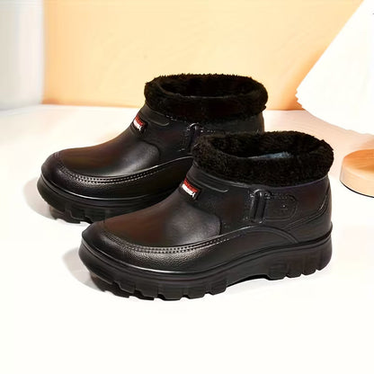 Men'S Winter Snow Boots with Slip-On Closure - Slip-Resistant Rubber Sole