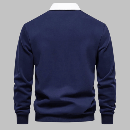 Elhart London Contrast Collar Polo Sweater