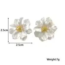 White Acrylic Flower Women's Stud Earrings Folded Florals Korean